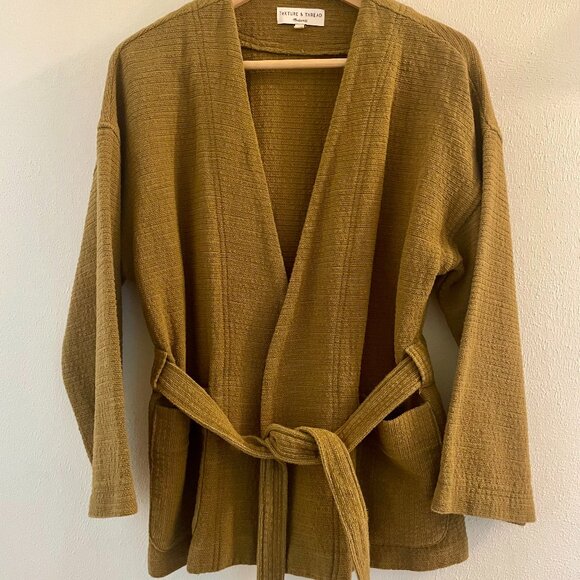 Texture & Thread Wrap Jacket in Spice Olive - Picture 1 of 2